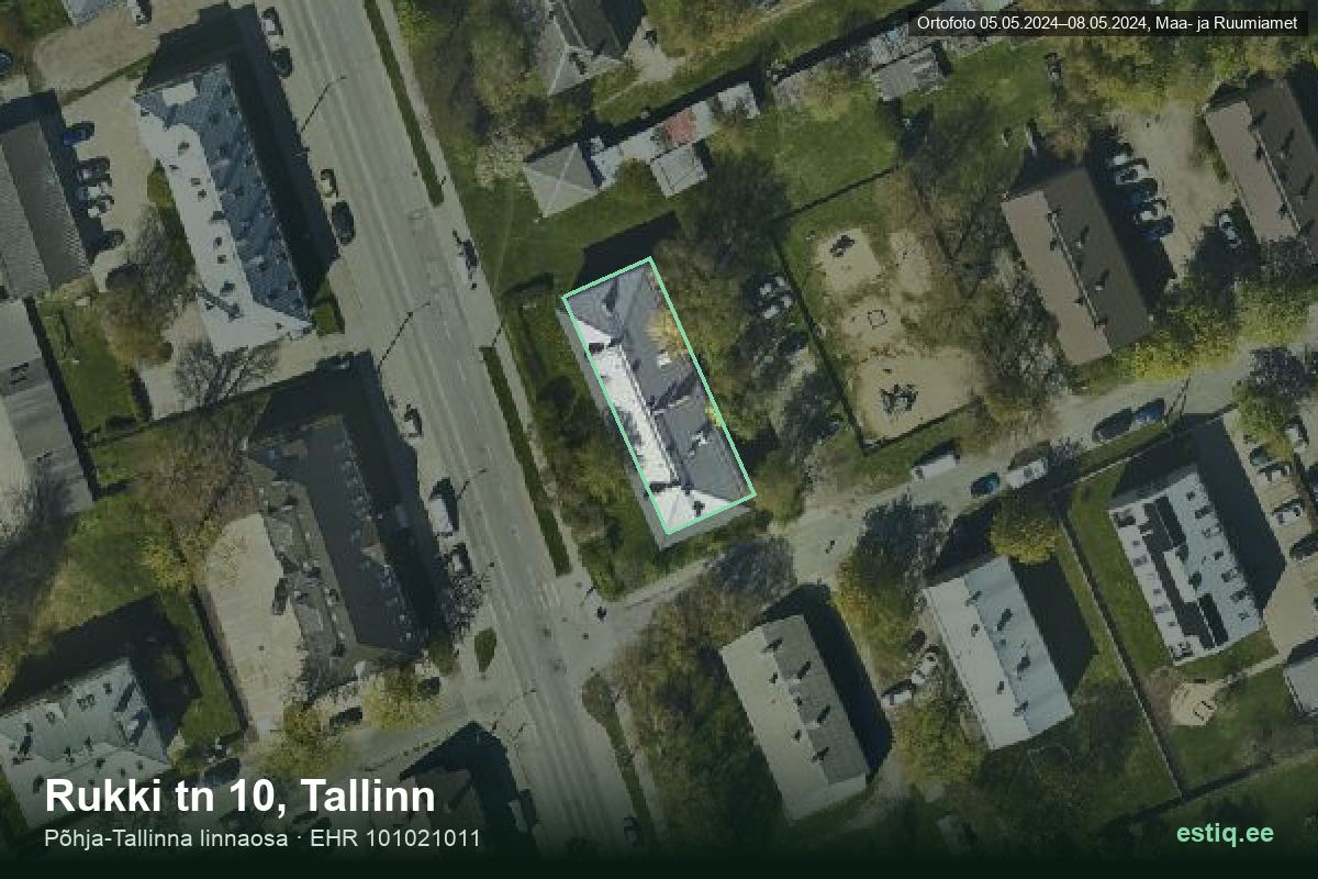 Rukki tänav 10, Tallinn – hoone aerofoto, kontuur ehitisregistri (EHR) andmetest