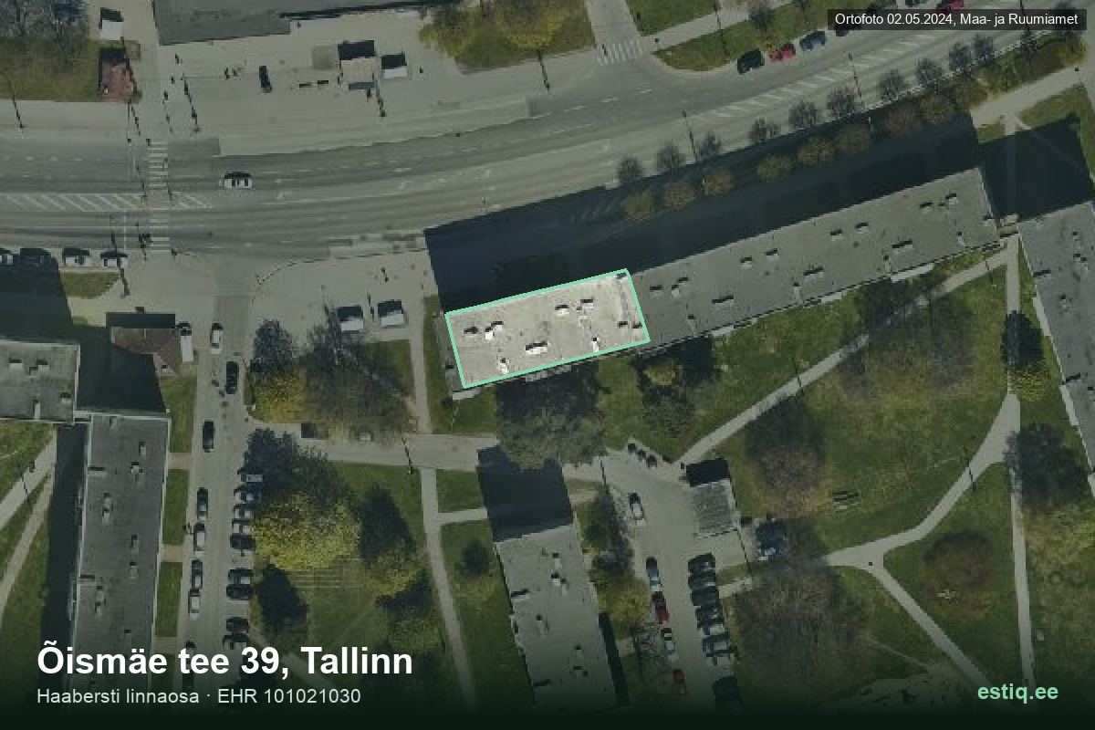 Õismäe tee 39, Tallinn – hoone aerofoto, kontuur ehitisregistri (EHR) andmetest