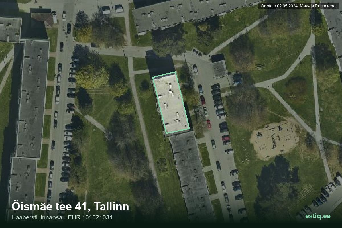 Õismäe tee 41, Tallinn – ilmakuva rakennuksesta, ääriviiva rakennusrekisteristä (EHR)