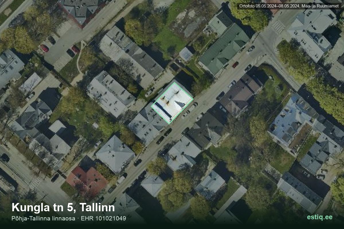Kungla tänav 5, Tallinn – aerial photo of the building, outline from the Building Register (EHR)
