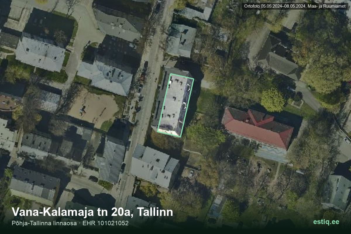 Vana-Kalamaja tänav 20a, Tallinn – hoone aerofoto, kontuur ehitisregistri (EHR) andmetest