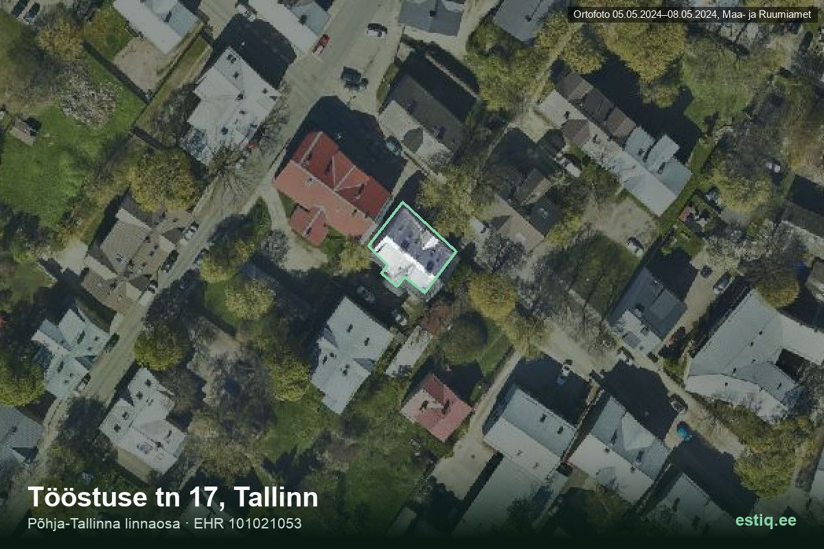 Tööstuse tänav 17, Tallinn – hoone aerofoto, kontuur ehitisregistri (EHR) andmetest