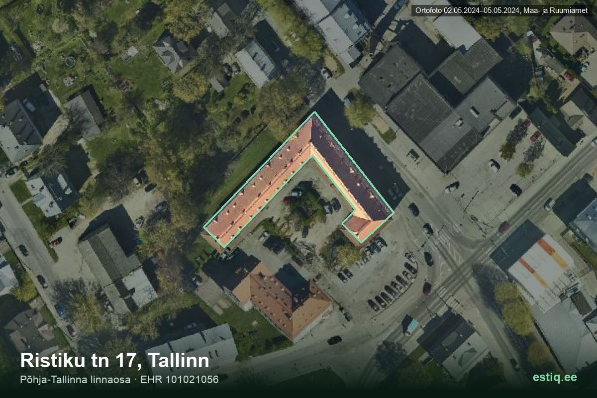 Ristiku tänav 17, Tallinn – aerial photo of the building, outline from the Building Register (EHR)