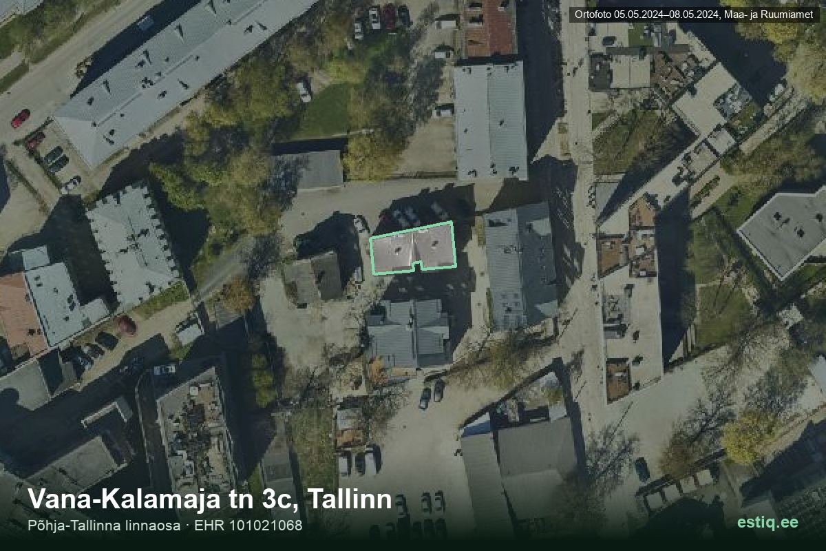 Vana-Kalamaja tänav 3c, Tallinn – hoone aerofoto, kontuur ehitisregistri (EHR) andmetest