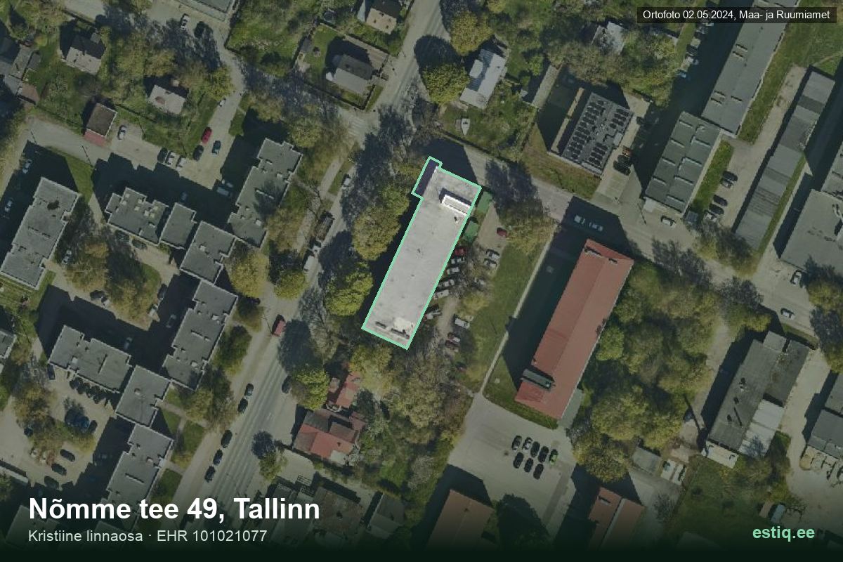 Nõmme tee 49, Tallinn – hoone aerofoto, kontuur ehitisregistri (EHR) andmetest