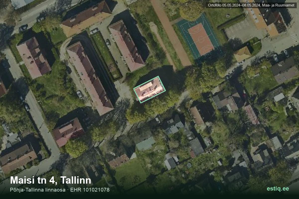 Maisi tänav 4, Tallinn – hoone aerofoto, kontuur ehitisregistri (EHR) andmetest