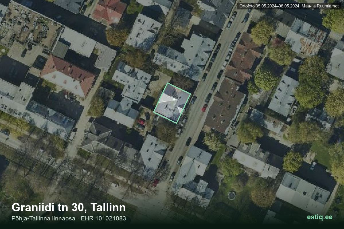 Graniidi tänav 30, Tallinn – hoone aerofoto, kontuur ehitisregistri (EHR) andmetest