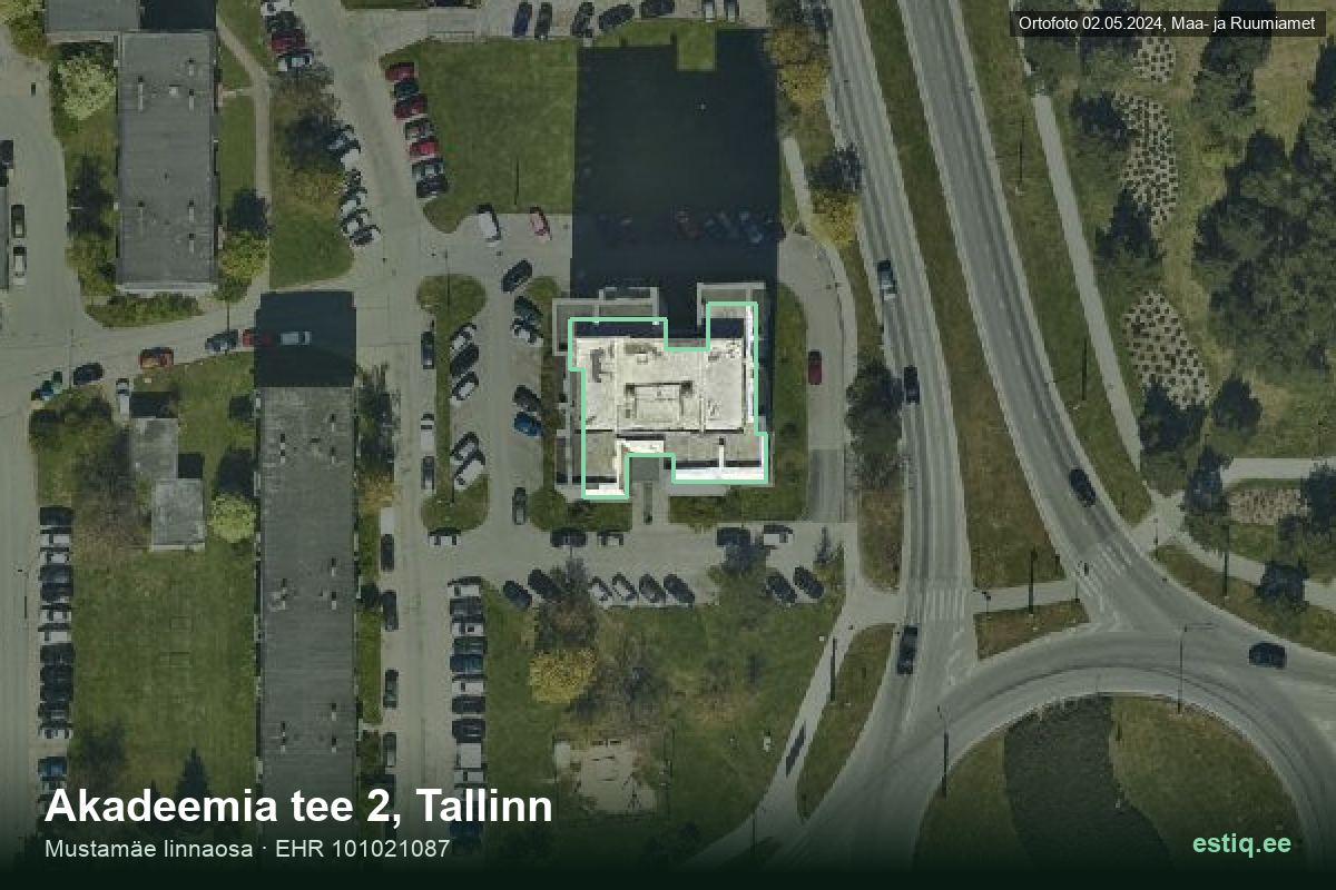Akadeemia tee 2, Tallinn – hoone aerofoto, kontuur ehitisregistri (EHR) andmetest