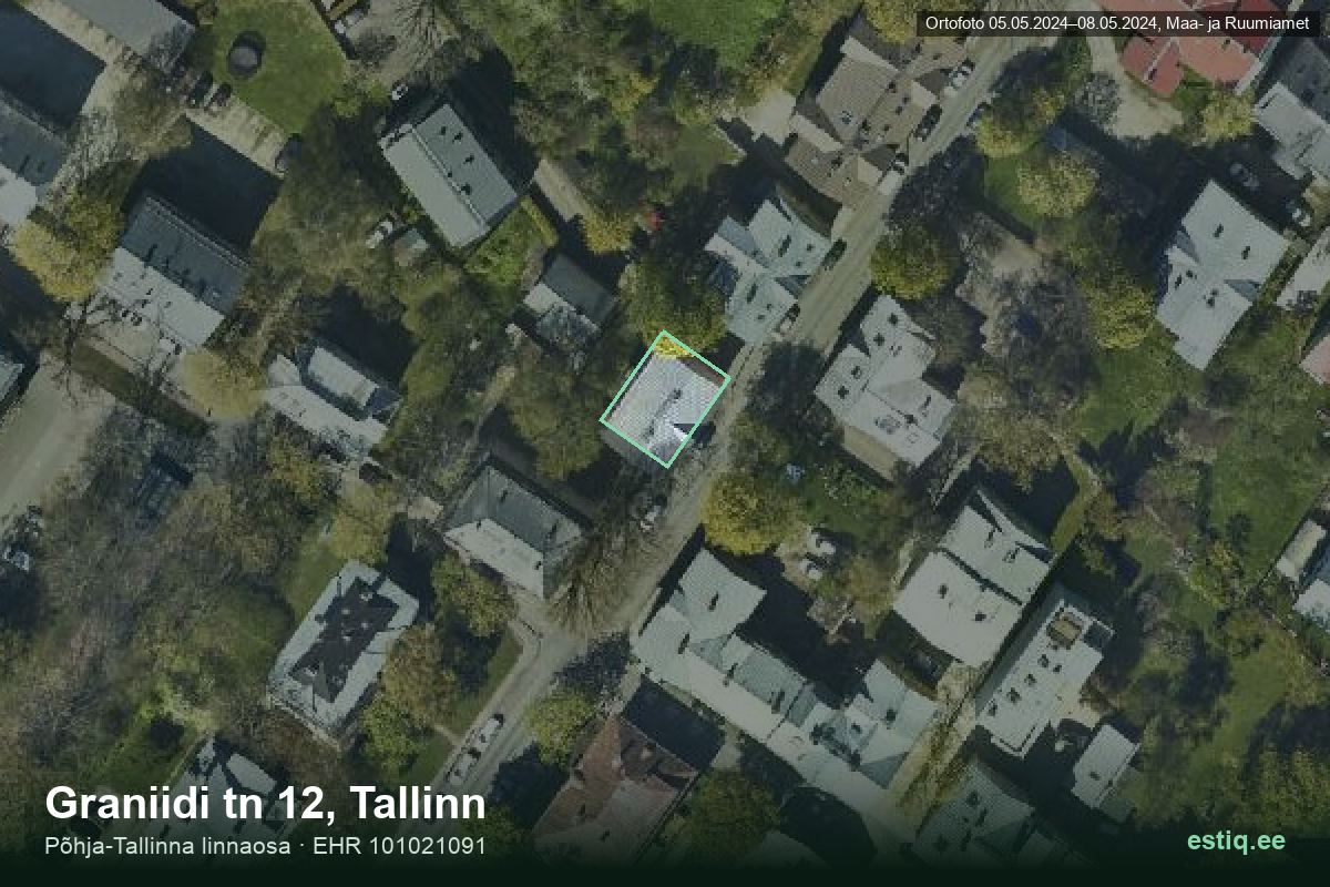 Graniidi tänav 12, Tallinn – hoone aerofoto, kontuur ehitisregistri (EHR) andmetest