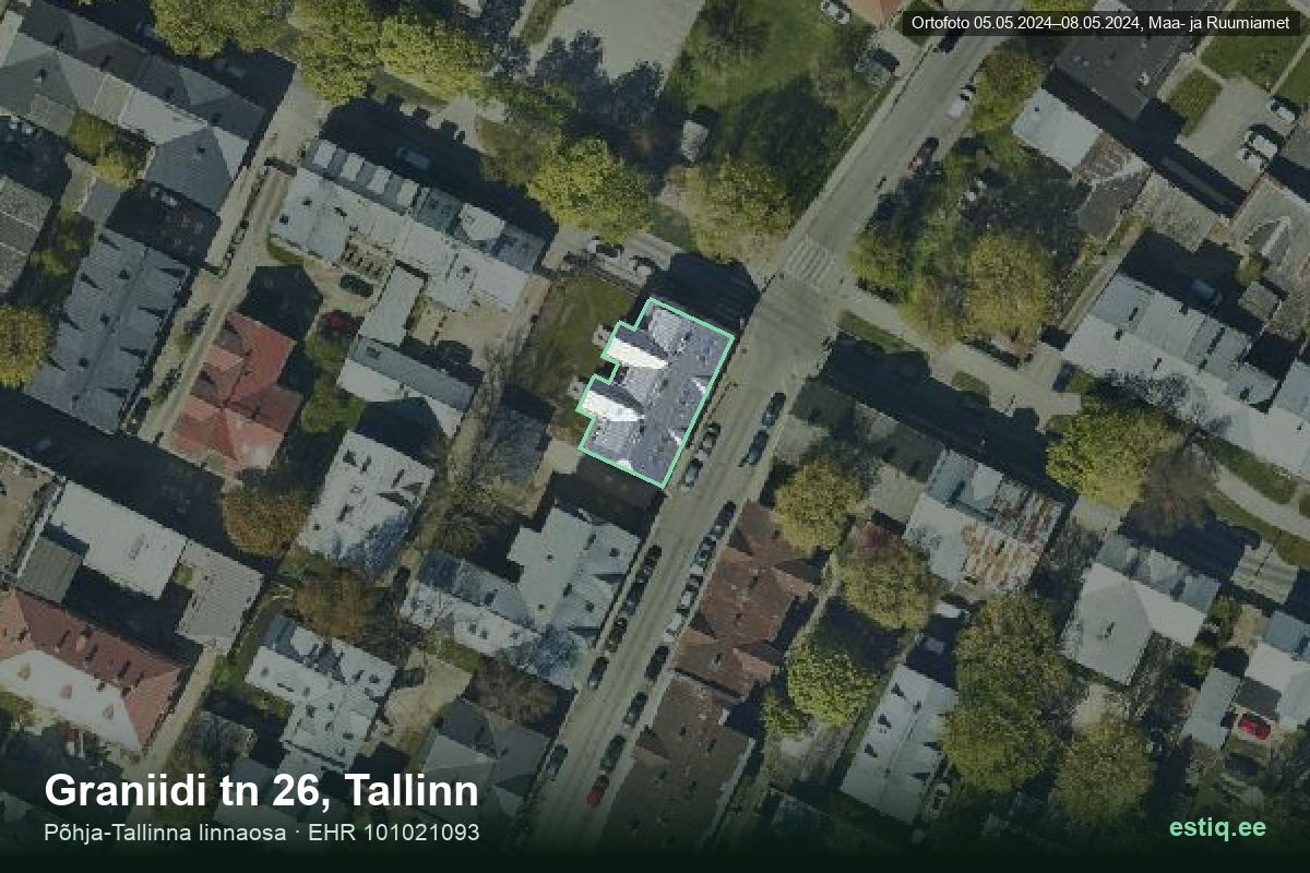 Graniidi tänav 26, Tallinn – ilmakuva rakennuksesta, ääriviiva rakennusrekisteristä (EHR)