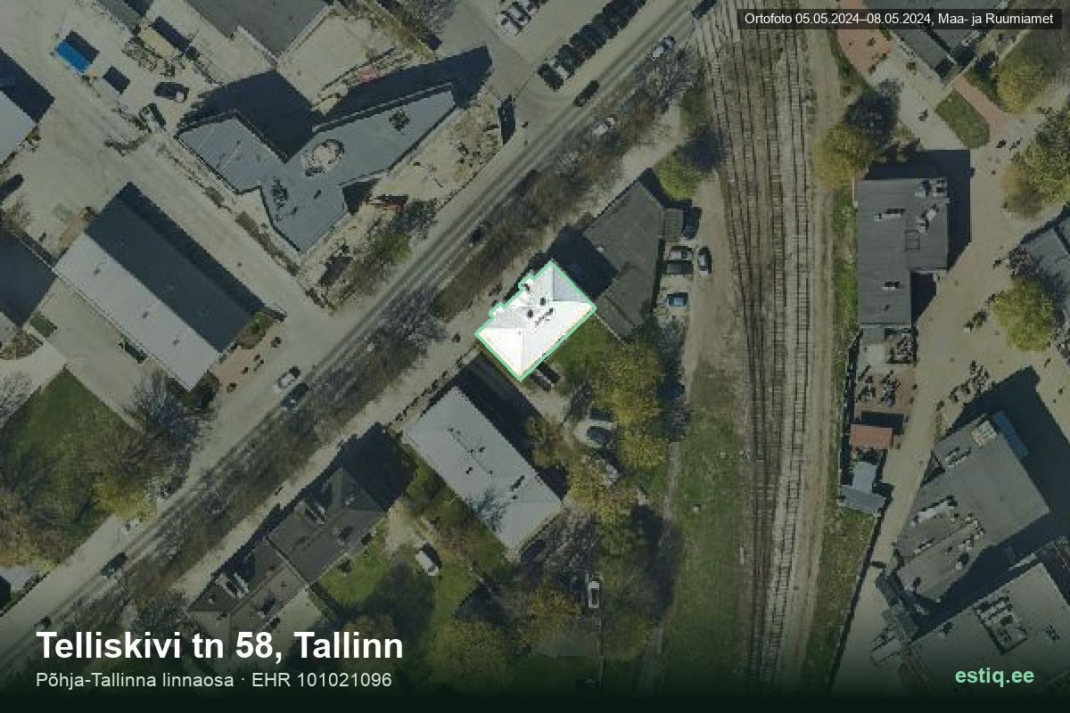 Telliskivi tänav 58, Tallinn – hoone aerofoto, kontuur ehitisregistri (EHR) andmetest