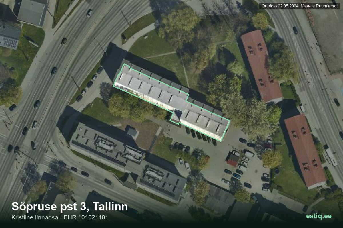 Sõpruse pst 3, Tallinn – hoone aerofoto, kontuur ehitisregistri (EHR) andmetest
