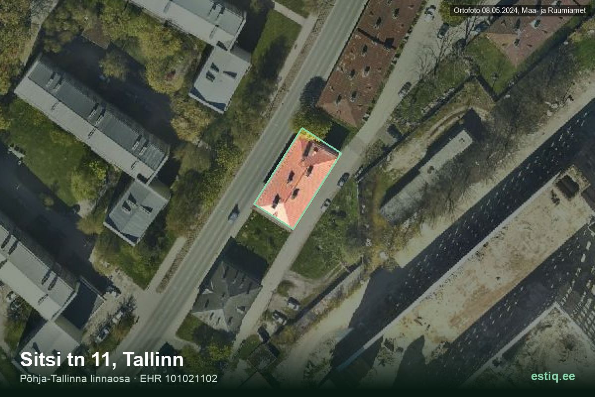 Sitsi tänav 11, Tallinn – hoone aerofoto, kontuur ehitisregistri (EHR) andmetest