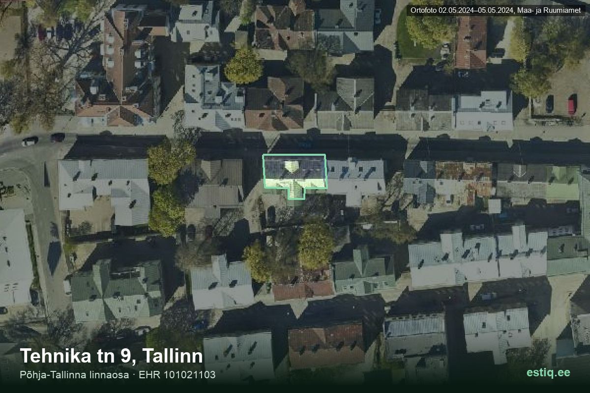 Tehnika tänav 9, Tallinn – aerial photo of the building, outline from the Building Register (EHR)