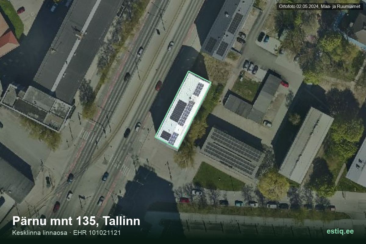 Pärnu mnt 135, Tallinn – ilmakuva rakennuksesta, ääriviiva rakennusrekisteristä (EHR)