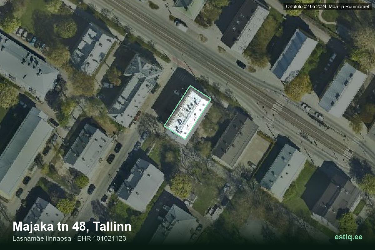 Majaka tänav 48, Tallinn – hoone aerofoto, kontuur ehitisregistri (EHR) andmetest