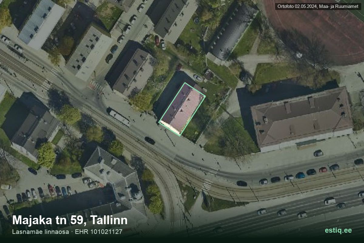 Majaka tänav 59, Tallinn – hoone aerofoto, kontuur ehitisregistri (EHR) andmetest