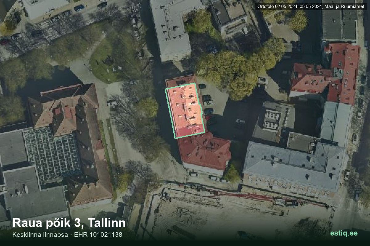 Raua põik 3, Tallinn – hoone aerofoto, kontuur ehitisregistri (EHR) andmetest