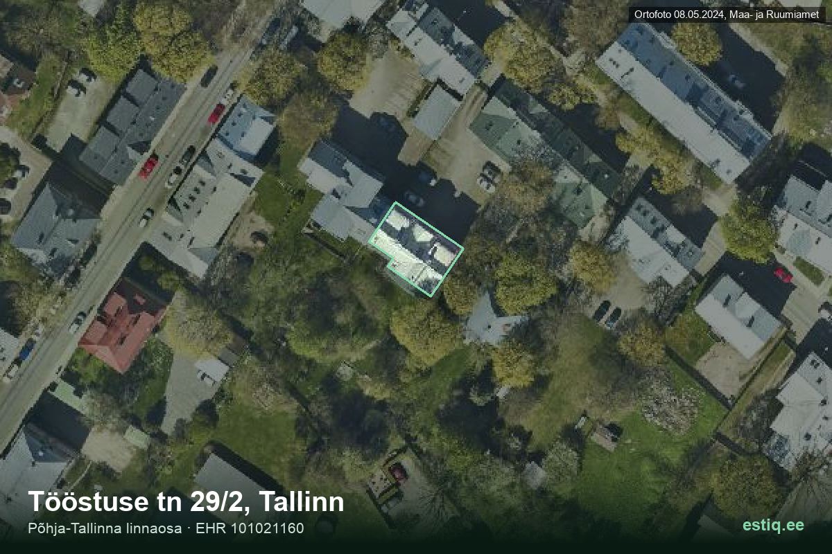 Tööstuse tänav 29/2, Tallinn – hoone aerofoto, kontuur ehitisregistri (EHR) andmetest