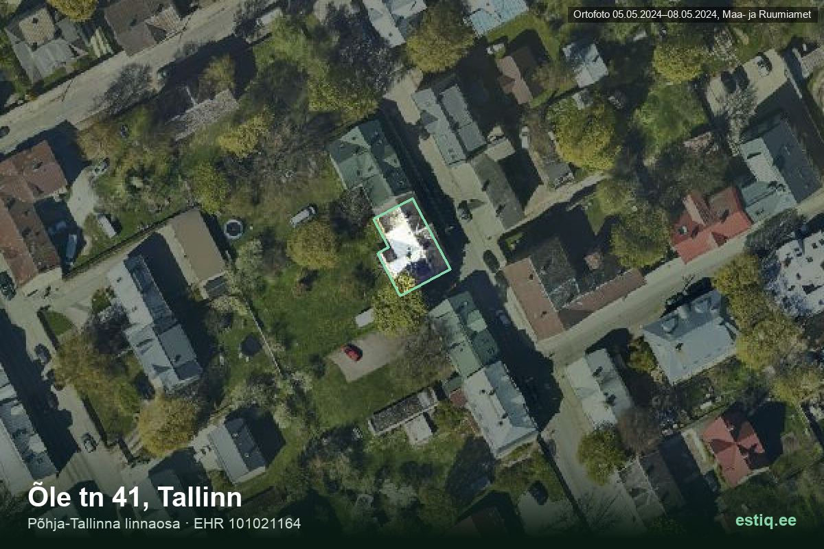 Õle tänav 41, Tallinn – ilmakuva rakennuksesta, ääriviiva rakennusrekisteristä (EHR)