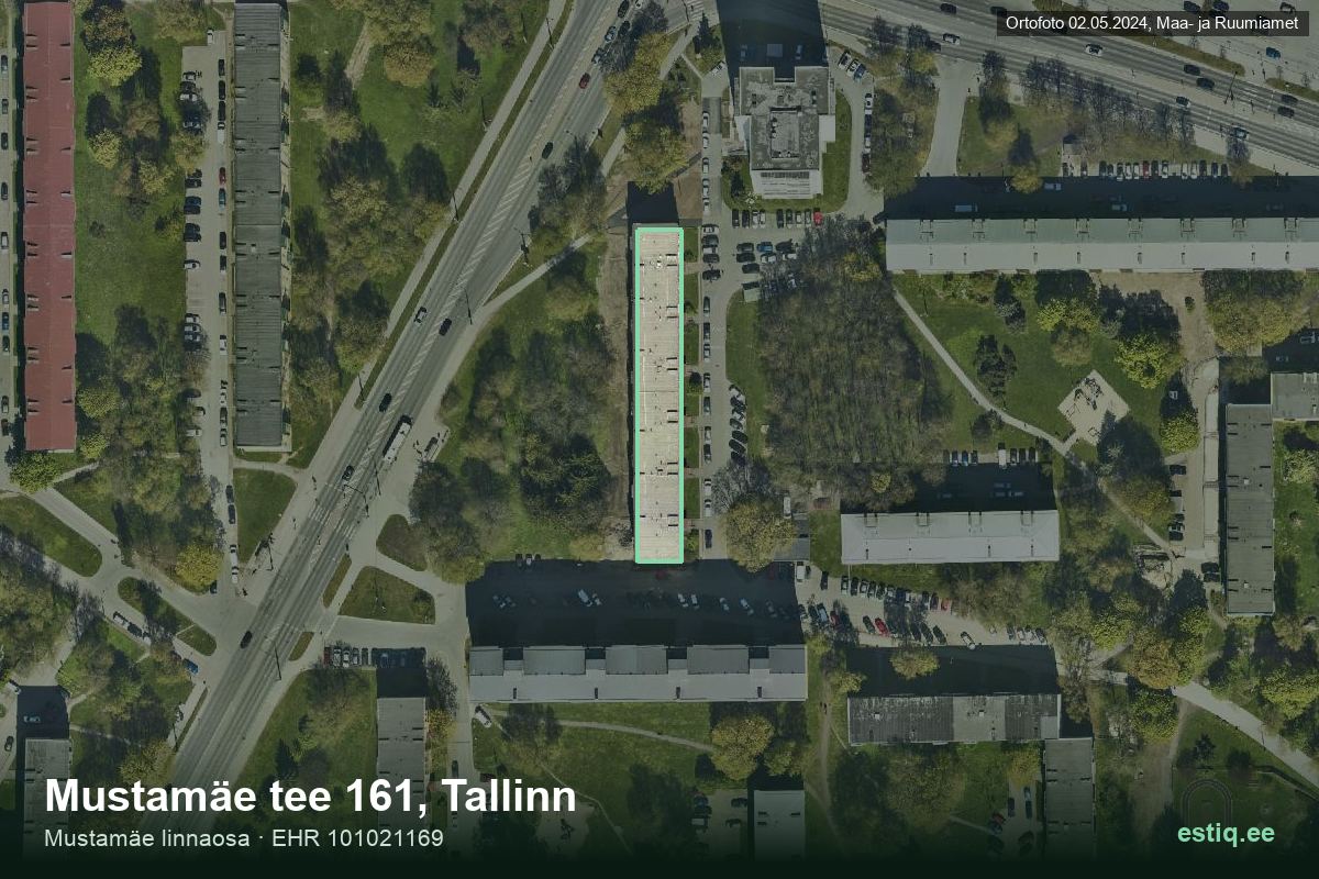 Mustamäe tee 161, Tallinn – hoone aerofoto, kontuur ehitisregistri (EHR) andmetest