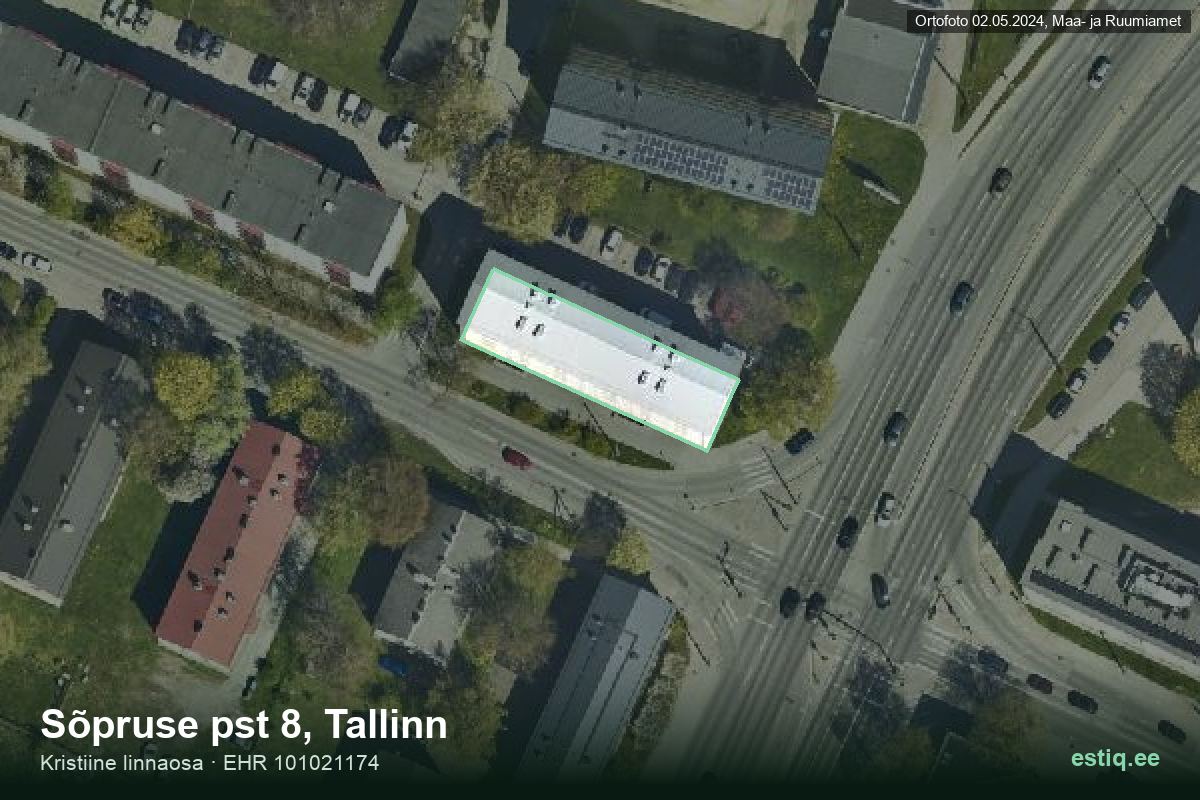 Sõpruse pst 8, Tallinn – hoone aerofoto, kontuur ehitisregistri (EHR) andmetest
