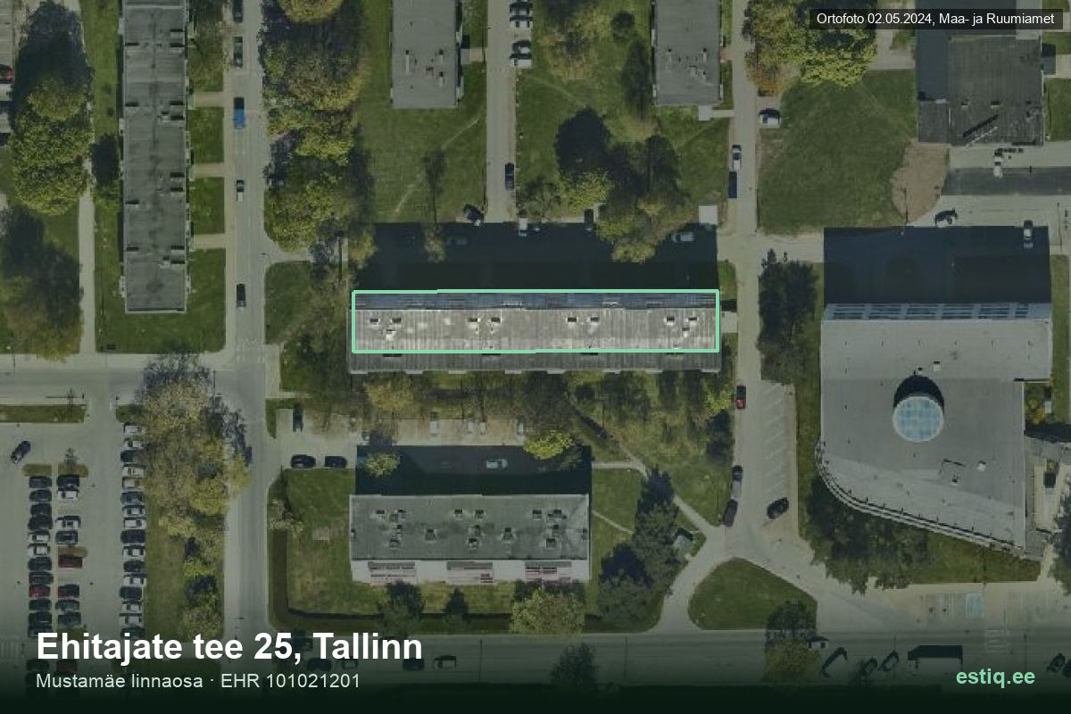 Ehitajate tee 25, Tallinn – hoone aerofoto, kontuur ehitisregistri (EHR) andmetest