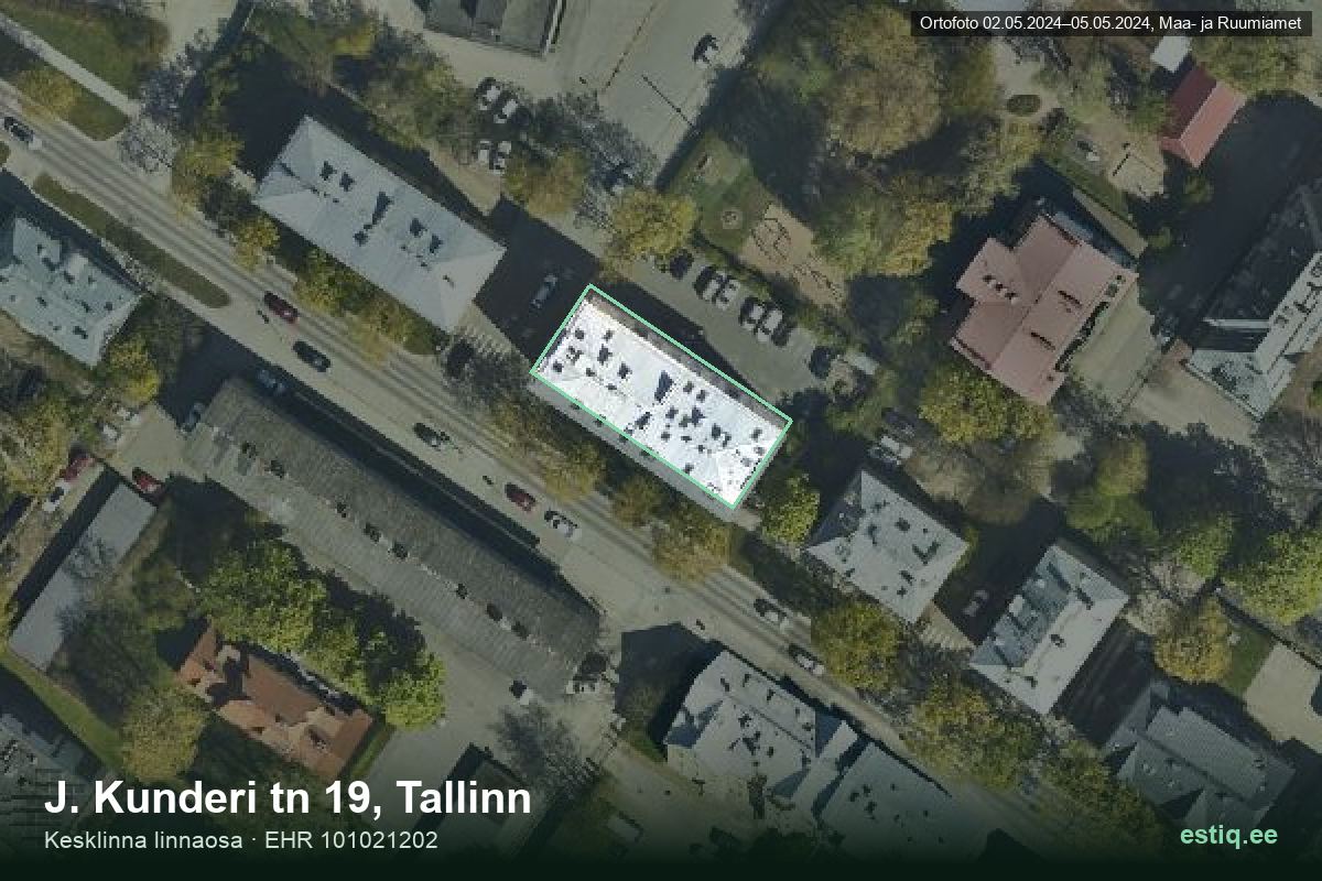 J. Kunderi tänav 19, Tallinn – aerial photo of the building, outline from the Building Register (EHR)