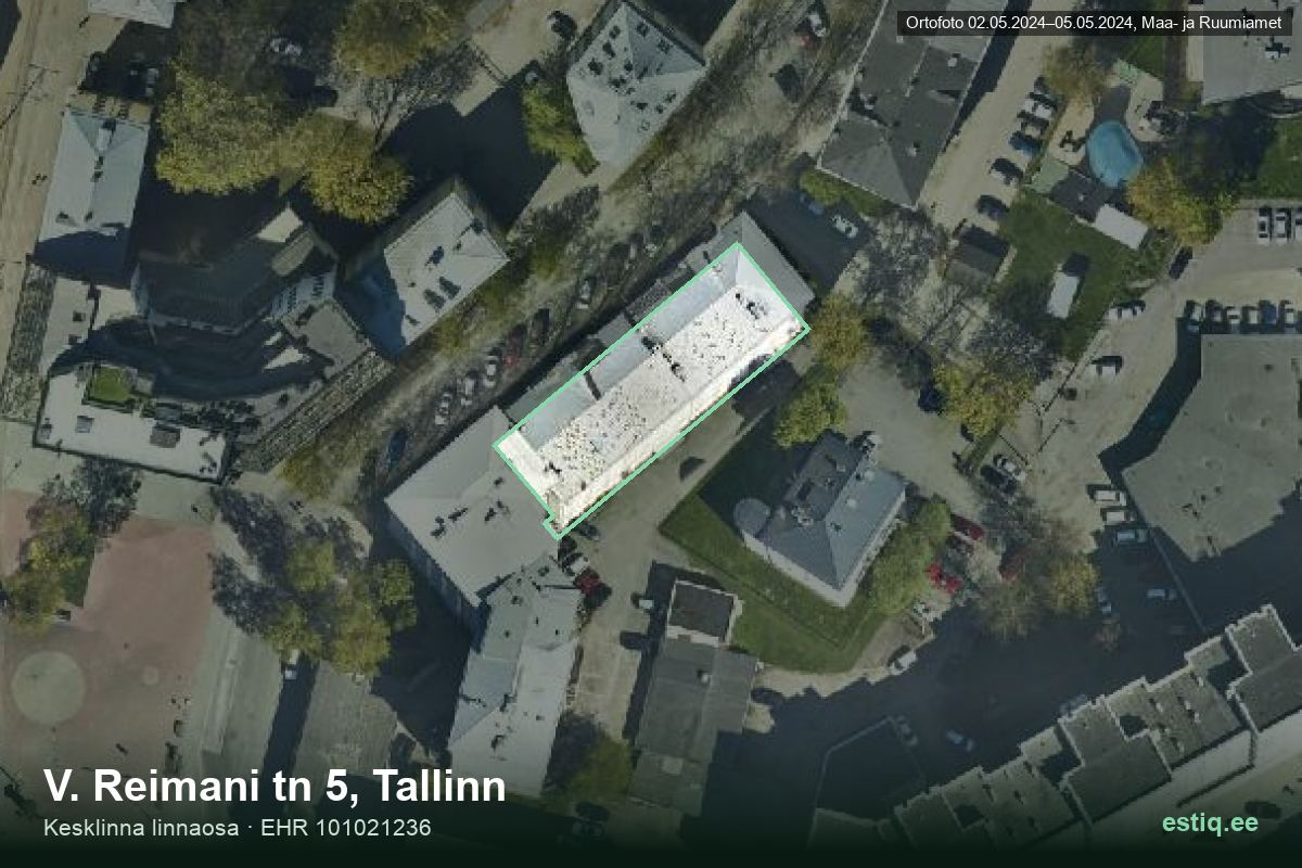 V. Reimani tänav 5, Tallinn – aerial photo of the building, outline from the Building Register (EHR)