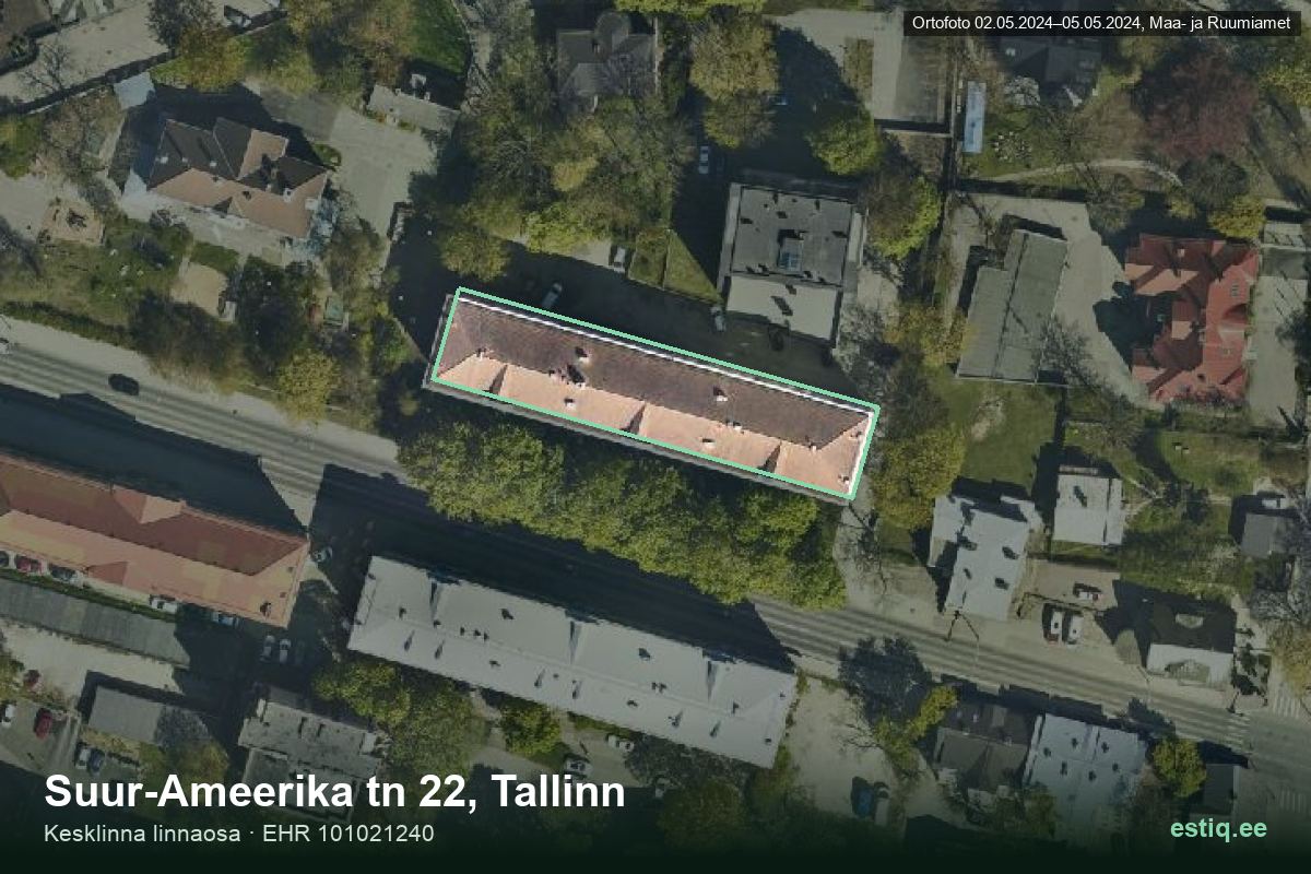 Suur-Ameerika tänav 22, Tallinn – aerial photo of the building, outline from the Building Register (EHR)