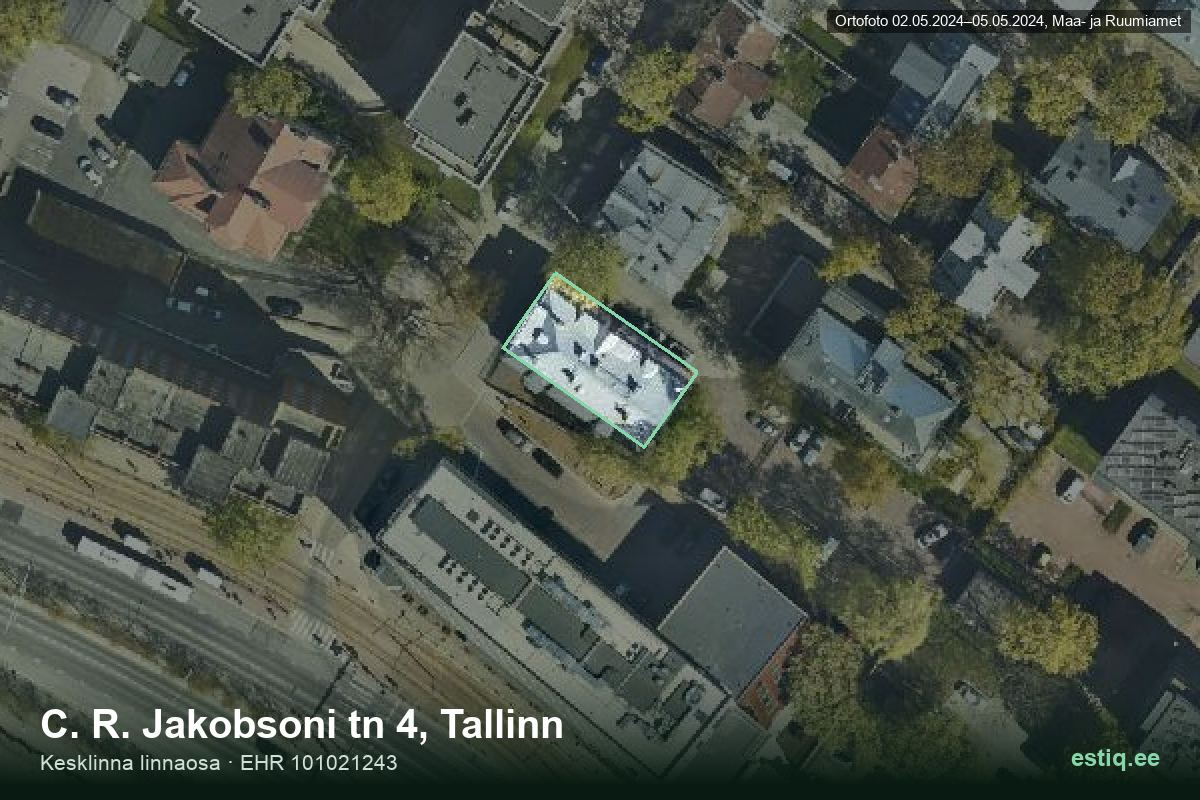 C. R. Jakobsoni tänav 4, Tallinn – aerial photo of the building, outline from the Building Register (EHR)