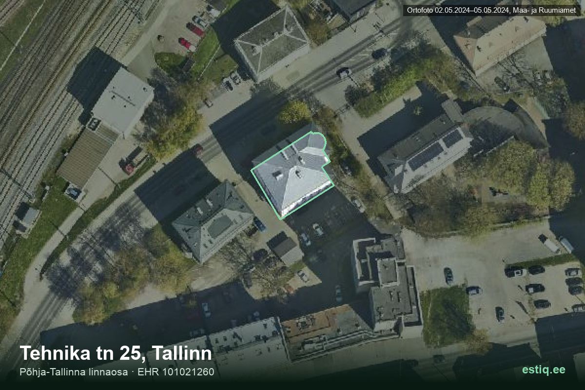 Tehnika tänav 25, Tallinn – hoone aerofoto, kontuur ehitisregistri (EHR) andmetest