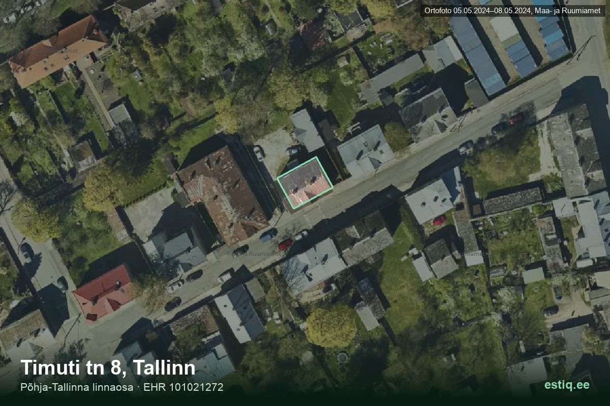 Timuti tänav 8, Tallinn – hoone aerofoto, kontuur ehitisregistri (EHR) andmetest
