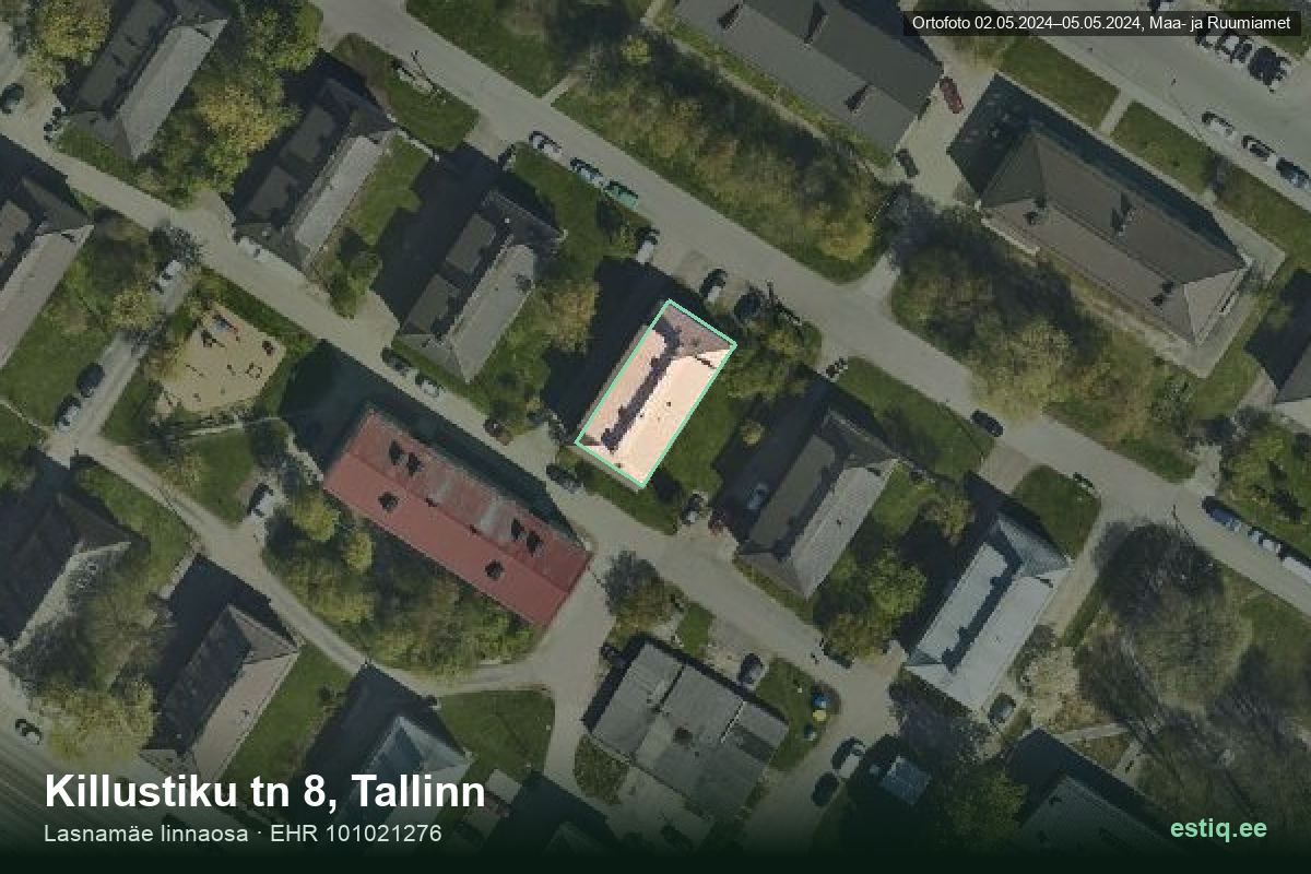 Killustiku tänav 8, Tallinn – aerial photo of the building, outline from the Building Register (EHR)