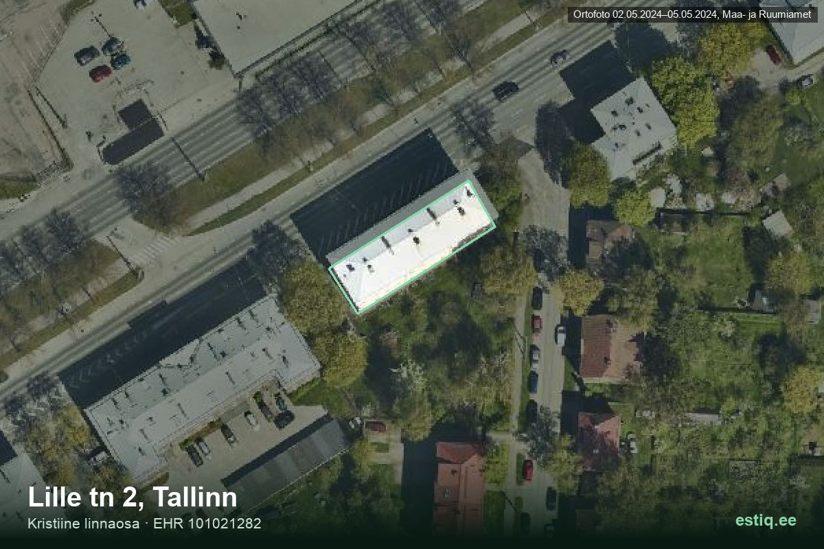 Lille tänav 2, Tallinn – аэрофото дома, контур по данным регистра строений (EHR)