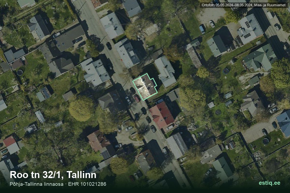 Roo tänav 32/1, Tallinn – hoone aerofoto, kontuur ehitisregistri (EHR) andmetest