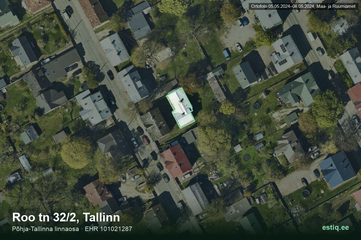Roo tänav 32/2, Tallinn – ilmakuva rakennuksesta, ääriviiva rakennusrekisteristä (EHR)