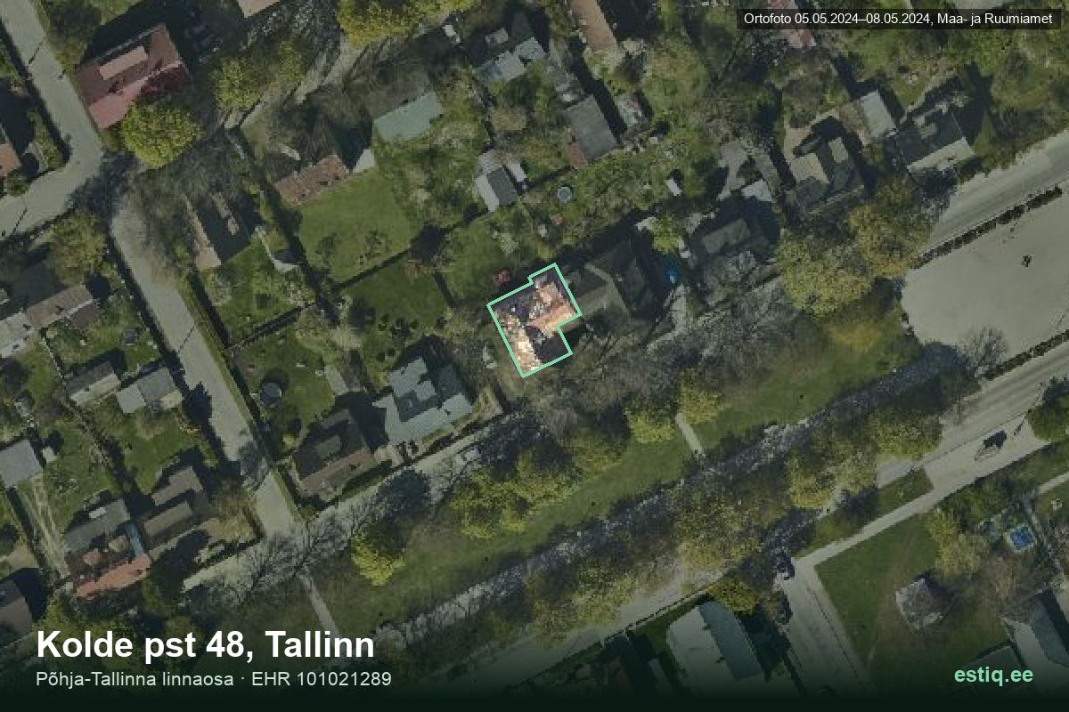 Kolde pst 48, Tallinn – ilmakuva rakennuksesta, ääriviiva rakennusrekisteristä (EHR)