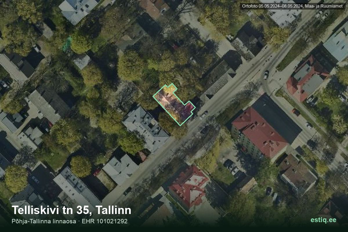 Telliskivi tänav 35, Tallinn – hoone aerofoto, kontuur ehitisregistri (EHR) andmetest