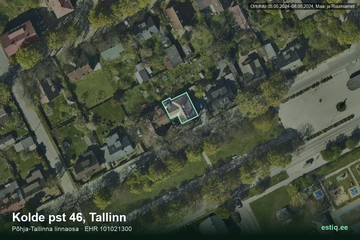Kolde pst 46, Tallinn – hoone aerofoto, kontuur ehitisregistri (EHR) andmetest