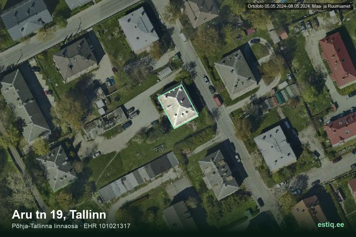 Aru tänav 19, Tallinn – hoone aerofoto, kontuur ehitisregistri (EHR) andmetest