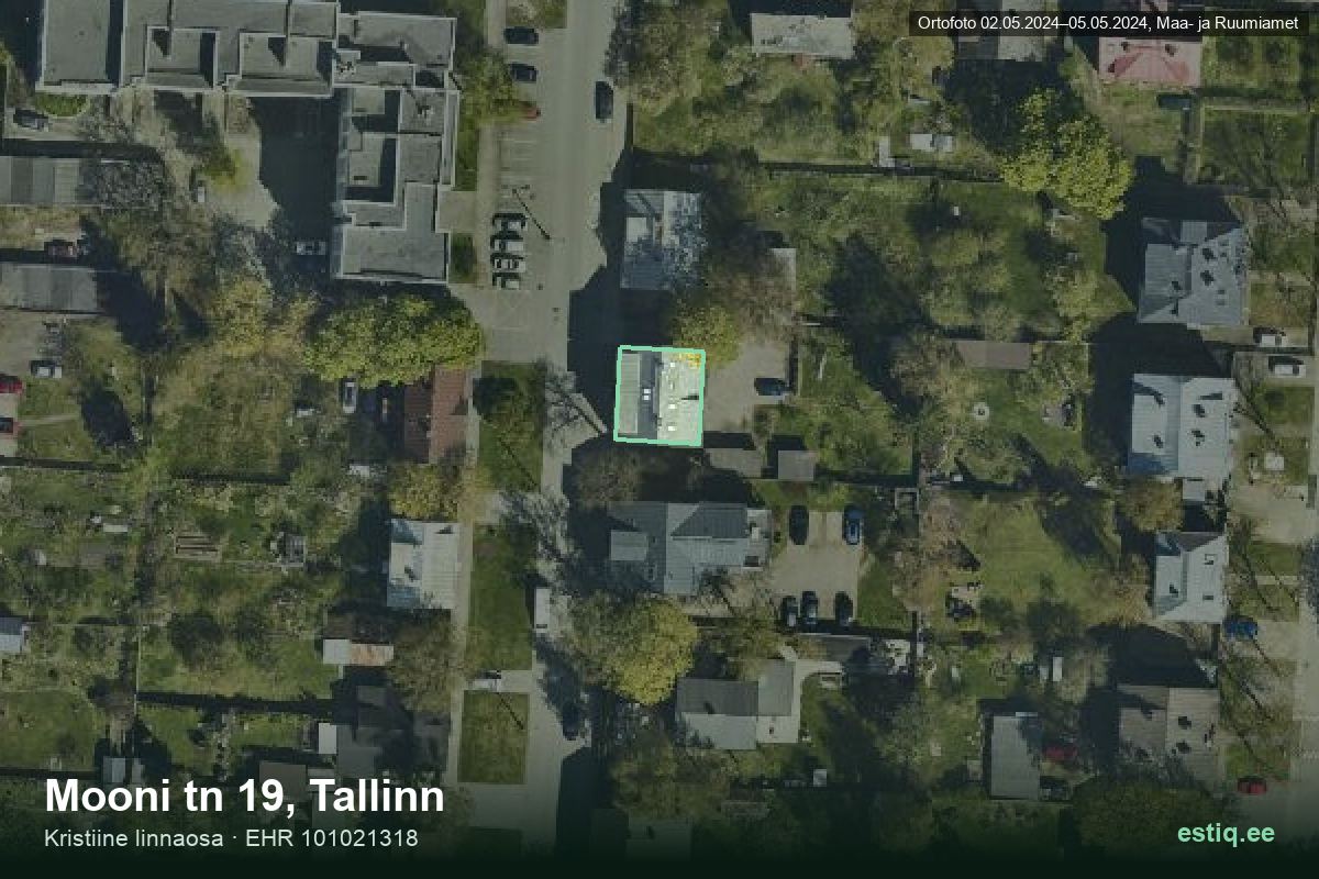 Mooni tänav 19, Tallinn – aerial photo of the building, outline from the Building Register (EHR)