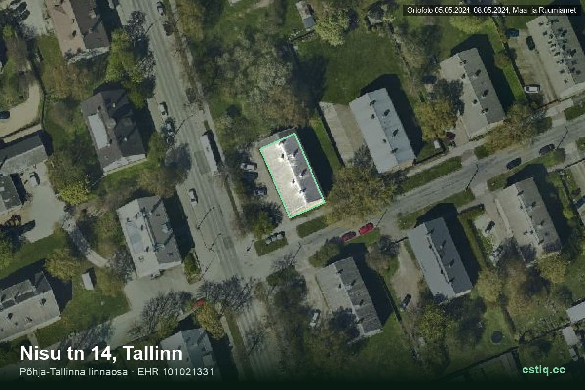 Nisu tänav 14, Tallinn – hoone aerofoto, kontuur ehitisregistri (EHR) andmetest