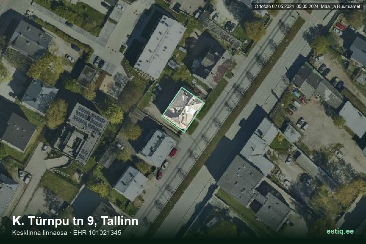 K. Türnpu tänav 9, Tallinn – aerial photo of the building, outline from the Building Register (EHR)