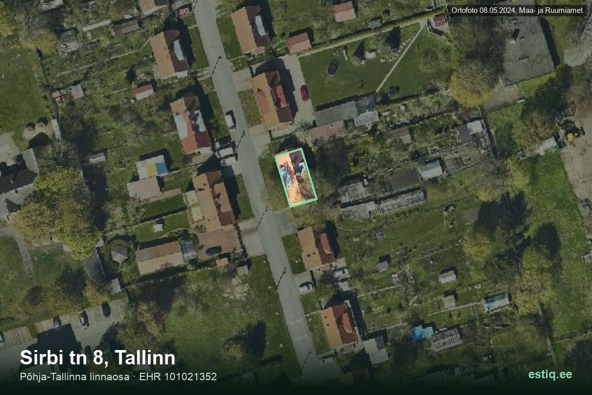 Sirbi tänav 8, Tallinn – aerial photo of the building, outline from the Building Register (EHR)