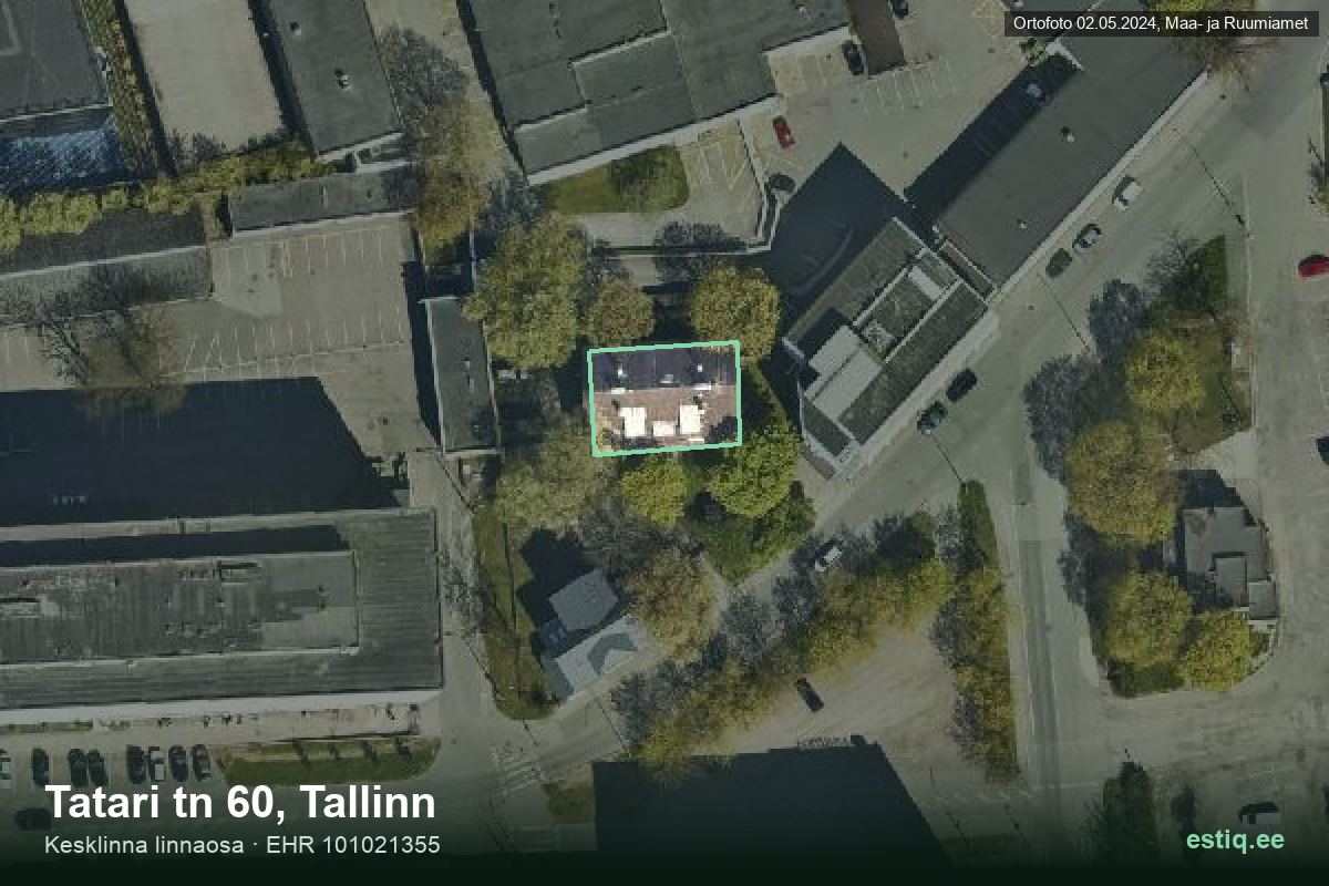 Tatari tänav 60, Tallinn – ilmakuva rakennuksesta, ääriviiva rakennusrekisteristä (EHR)