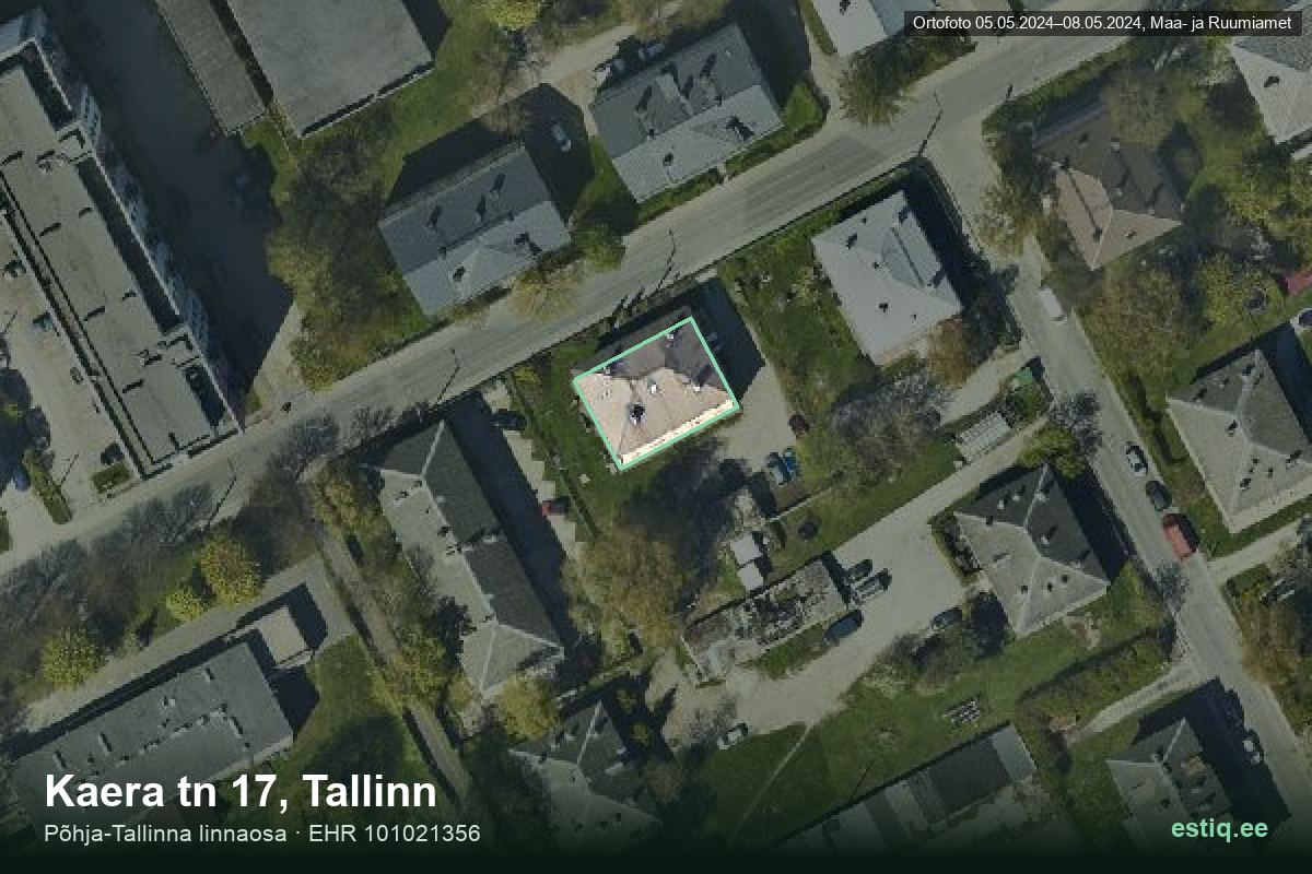 Kaera tänav 17, Tallinn – hoone aerofoto, kontuur ehitisregistri (EHR) andmetest