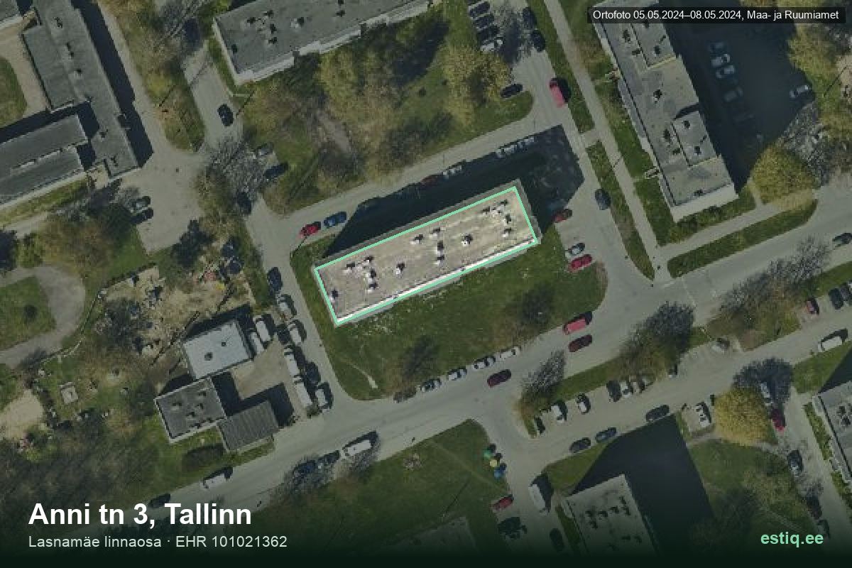 Anni tänav 3, Tallinn – hoone aerofoto, kontuur ehitisregistri (EHR) andmetest