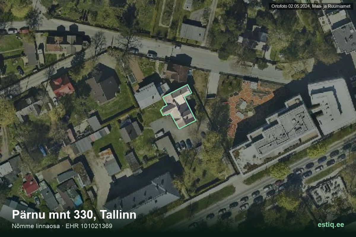 Pärnu mnt 330, Tallinn – hoone aerofoto, kontuur ehitisregistri (EHR) andmetest