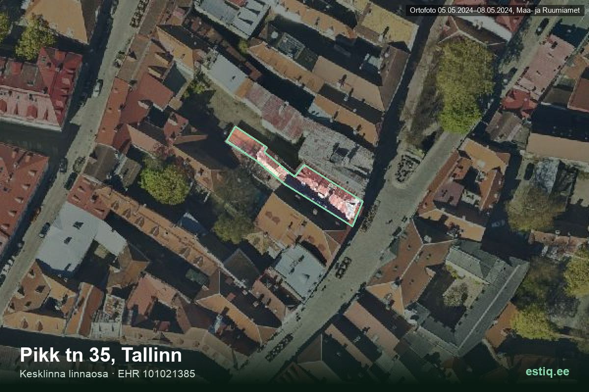 Pikk tänav 35, Tallinn – ilmakuva rakennuksesta, ääriviiva rakennusrekisteristä (EHR)